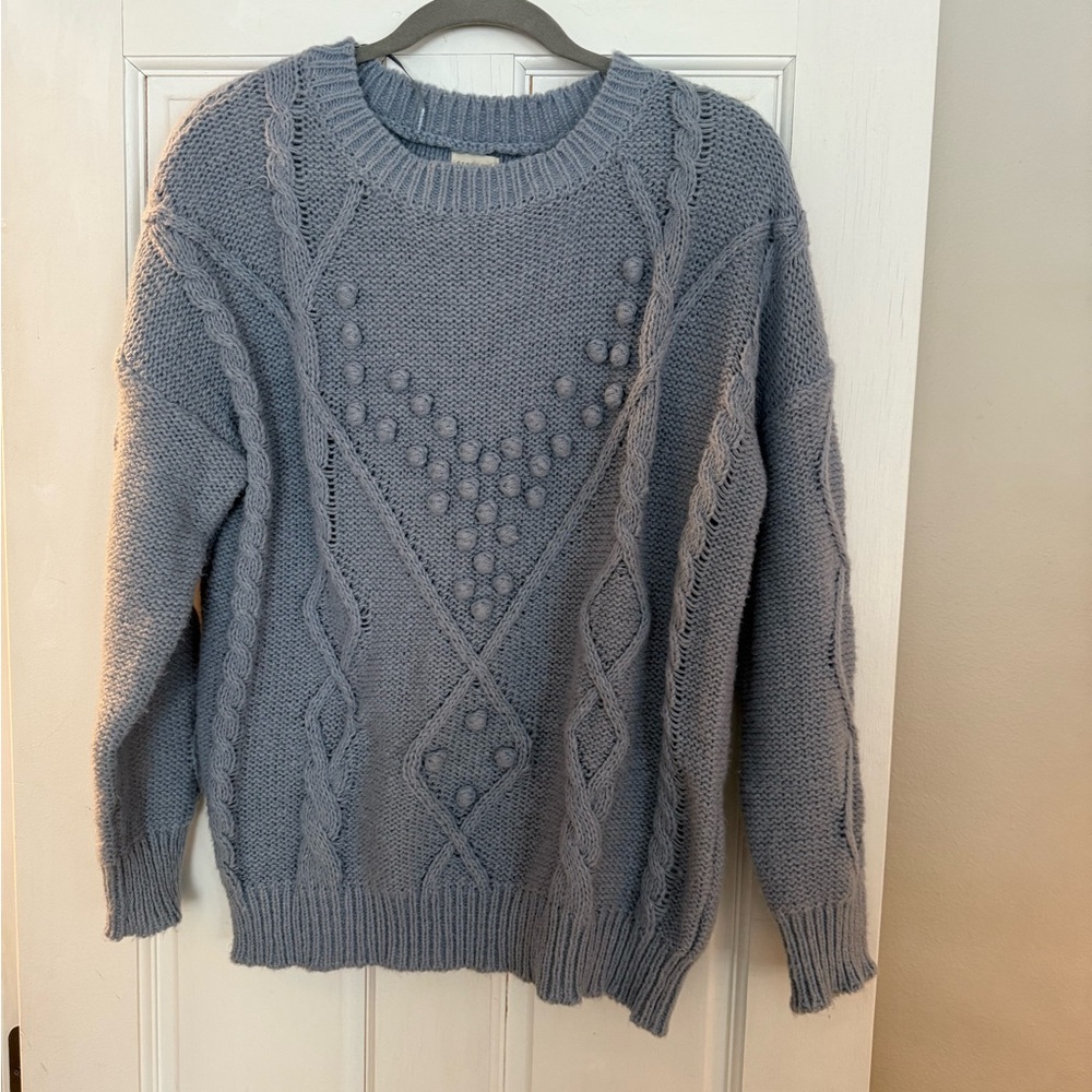 Cozy Blue Cable Knit Sweater